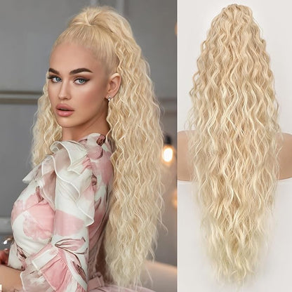 ORSUNCER Ponytail Extension Claw Clip 26" Curly Pony Tail Clip in Hair Extensions Fluffy Natural Looking Synthetic Hairpieces for Women