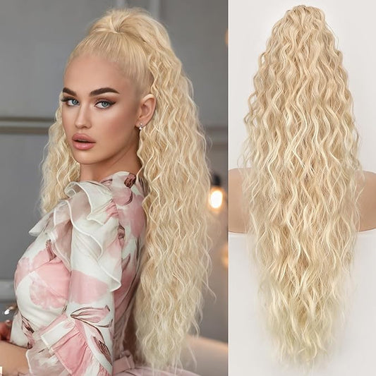 ORSUNCER Ponytail Extension Claw Clip 26" Curly Pony Tail Clip in Hair Extensions Fluffy Natural Looking Synthetic Hairpieces for Women