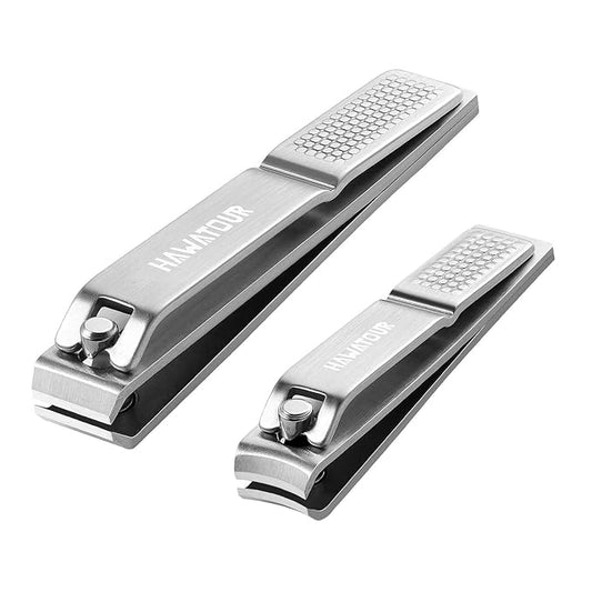 Nail Clippers Set, Ultra Sharp Sturdy Fingernail and Toenail Clipper Cutters with Visibly Tin Case, Silver