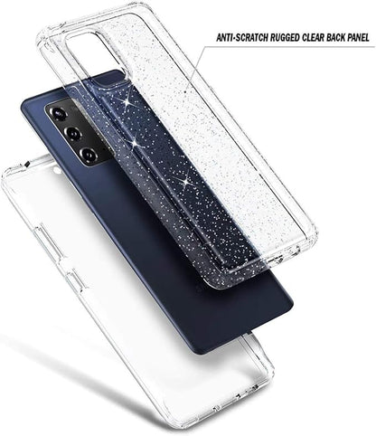 NZND Case for Samsung Galaxy S20 FE 5G with [Built-in Screen Protector], Full-Body Protective Shockproof Rugged Bumper Cover, Impact Resist Phone Case (Crystal Glitter Clear)