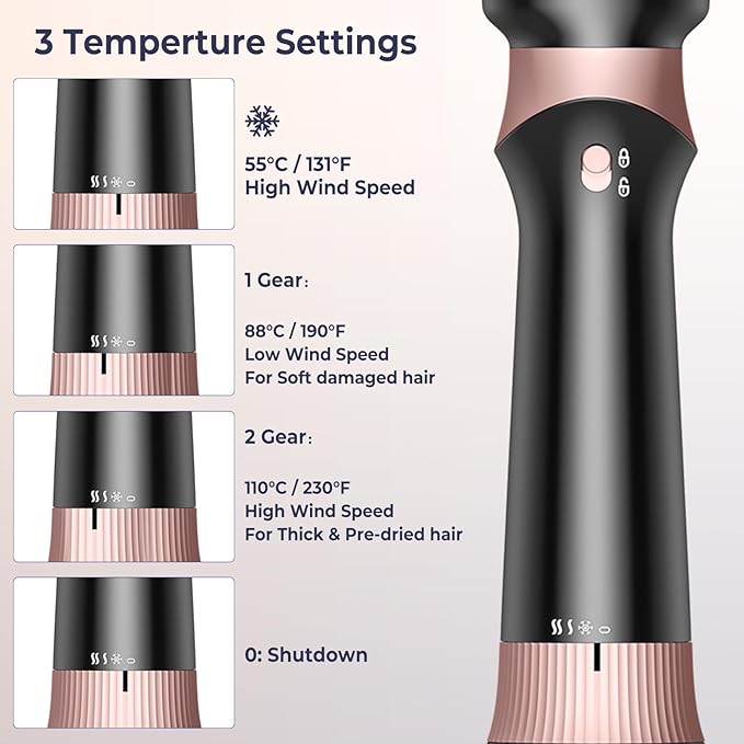 4 in 1 Hair Dryer Brush, Blow Dryer Brush for Hair Styling, Thermal Brush Hot Air Brush and Volumizer with Round Brush Blow Dryer, Hair Straightening Brush, Curling Brush, Hair Styling Tools