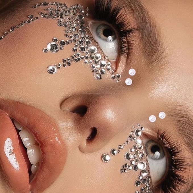 NOOEPC Face Gems Hair Gems, Self-Adhesive Face Jewels Eye Jewels Rhinestones DIY Face Gems Stick on, Hair Body Rhinestones Gems Crystals Pearls for Face Eyes Makeup Body, Crafts