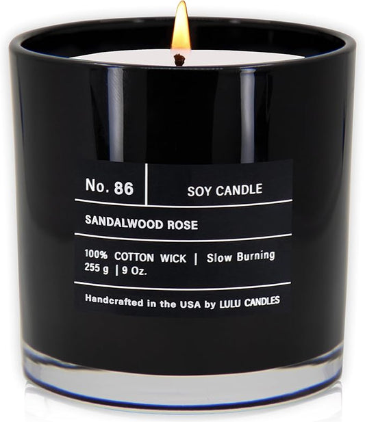 Lulu Candles | Sandalwood Rose | Luxury Scented Soy Jar Candle | Hand Poured in The USA | Highly Scented & Long Lasting (9 Oz.)