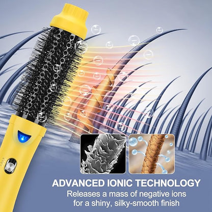 Hair Dryer Brush, Aima Beauty 4-in-1 Upgrade Hot Air Straightener Curler Function for Women, Hair Styling Tools, Yellow-Round