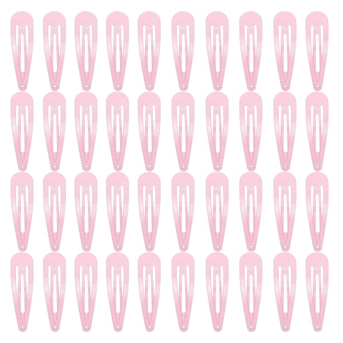 40 Counts Pink Color Metal Snap Hair Clips 2 Inch Barrettes for Women Accessories