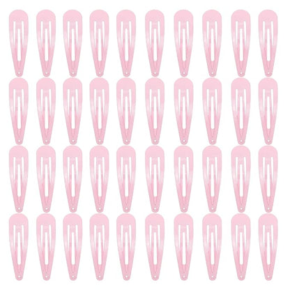 40 Counts Pink Color Metal Snap Hair Clips 2 Inch Barrettes for Women Accessories