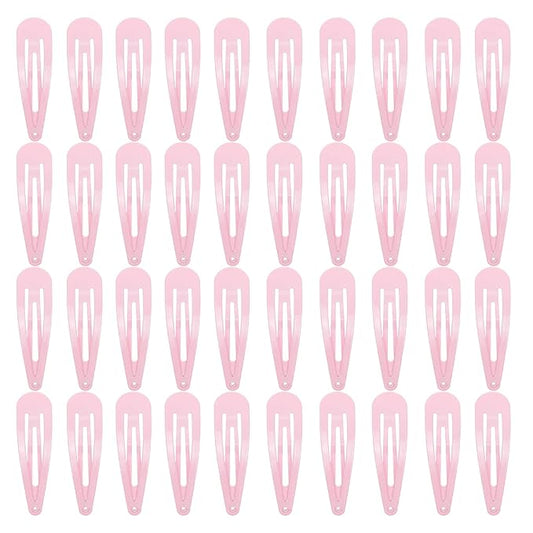 40 Counts Pink Color Metal Snap Hair Clips 2 Inch Barrettes for Women Accessories