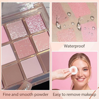 12 Colors Nude Brown Pink Matte Shimmer Eyeshadow Palette for Eye Makeup,High Pigmented Tan Purple Eye Shadow Primers Powder Palet de sombras de ojos