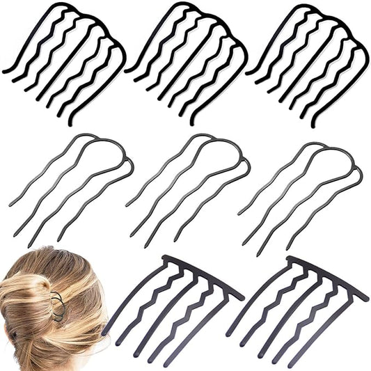 8 Pieces Hair Side Combs, Metal Hair Fork Clip Hair Pins for Buns Hair Updo U-Shape Hair Sticks for Women Hair Styling Tool Accessories