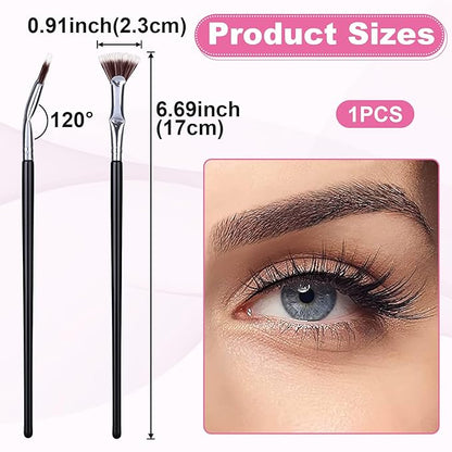 PAGOW Folding Angle Scalloped Lash Brush, Eyelash Comb Separator Makeup Tool, Multifunctional Mascara Fan Brush with Soft Bristles for Upper Lower Eye Lash (Brown Bristles), 1 Pcs
