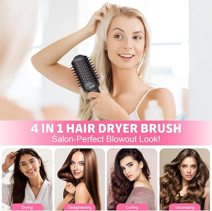 4-in-1 Hair Dryer Brush - Blow Dryer and Styler in One, Hot Air Brush with Oval Barrel for Volumizing, Suitable for All Hair Types