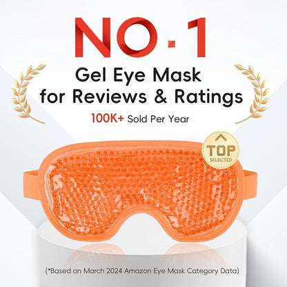 NEWGO Cooling Eye Mask for Puffy Eyes, Cold Eye Mask Eye Ice Pack for After Eyes Surgery, Tension Stress Relief, Itchy Eyes, Headaches, Dark Circles - Orange