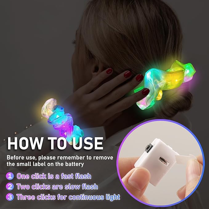 18 Pcs Light Up Mermaid Scrunchies, LED Hair Scrunchy for Girl & Women, Multi Light Modes, Glow in the Dark Accessories for Rave Neon Slumber Party