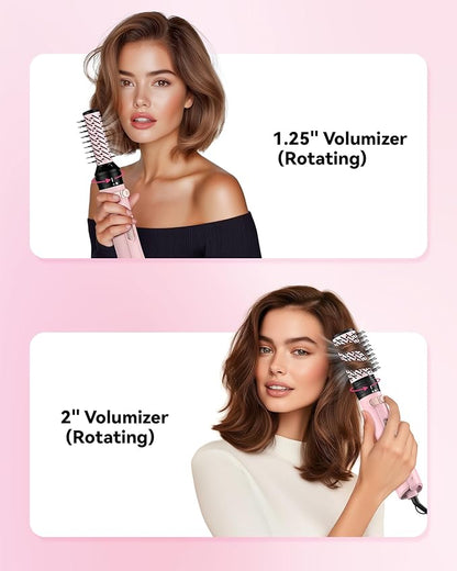 4-in-1 Rotating Blow Dryer Brush Set | Oval Volumizing Barrel, 1.5" & 2" Rotating Brushes, and Diffuser | All-in-One Hot Air Brush for Fast Drying, Volumizing, and Smoothing