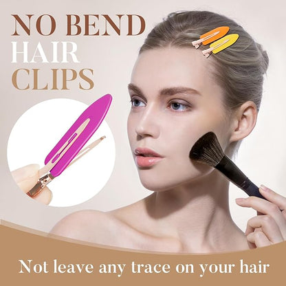 D 6 Pcs Hair Clips No Crease - No bend Creaseless Hair Clip - Makeup Clip for Women and Girls - Flat Hair Clips for Hairstyling Salon Rose Gold Handle - colorful