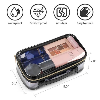 OCHEAL Clear Makeup Bag, TSA Approved Toiletry Bag Small Portable Travel Transparent Cosmetic Bag Organizer Cute Storage Bags with zipper for Women and Girls Cosmetics Toiletries Clear Pouch