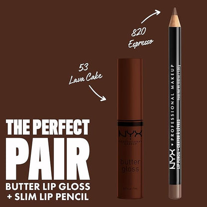 NYX PROFESSIONAL MAKEUP Butter Gloss Brown Sugar, Non-Sticky Lip Gloss - Lava Cake (Rich Brown)