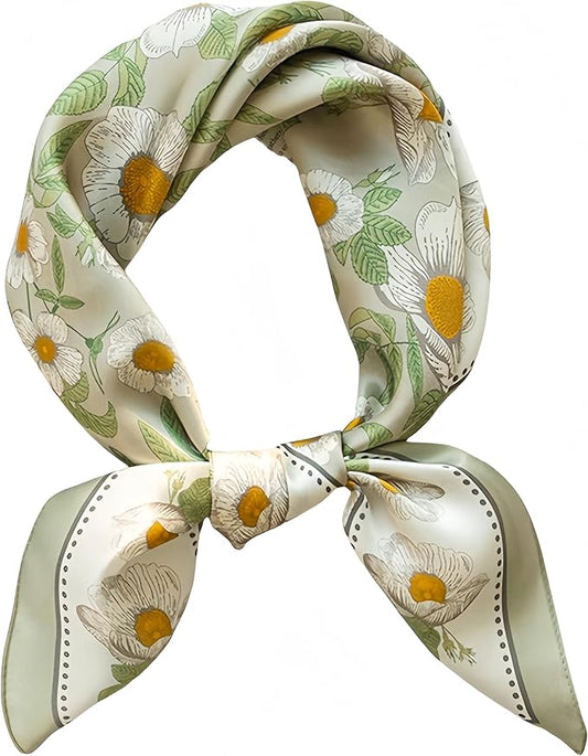 MINIDORA Satin Scarves for Women 27.5 × 27.5 inches Medium Square Elegant Silk Feeling Head Scarf