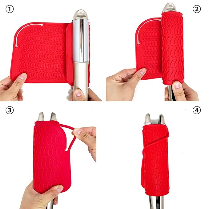 Heat Resistant Mat for Curling Irons, Hair Straightener, Flat Irons and Hair Styling Tools 9" x 6.5", Red