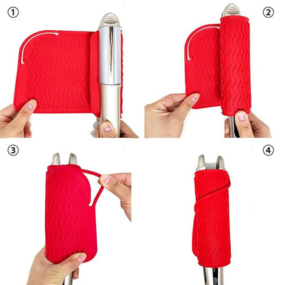 Heat Resistant Mat for Curling Irons, Hair Straightener, Flat Irons and Hair Styling Tools 9" x 6.5", Red