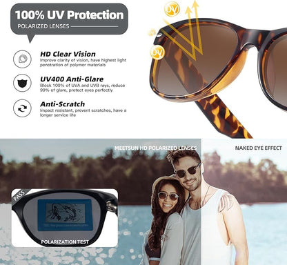 MEETSUN Classic Polarized Sunglasses for Women Men Trendy Retro Sun Glasses for Driving UV Protection (3 Pack)