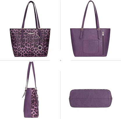 Montana West Purses for Women Tote Bag 3Pcs Set Leopard Print Satchel Handbags
