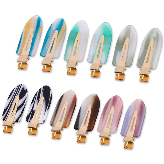 No Crease Creaseless No Bend Hair Clips For Styling Non Slip Flat Clips For Makeup Hair Accessories For Women,Mix Color,12 PCS