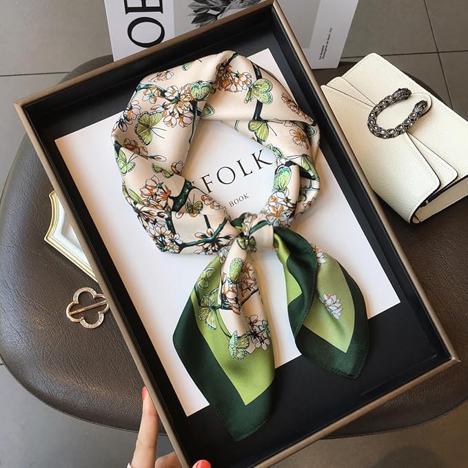 100% Pure Mulberry Silk Scarfs 26"x26" Square Scarf Women Neckerchief Headscarf hair scarf bandana Gift Packed