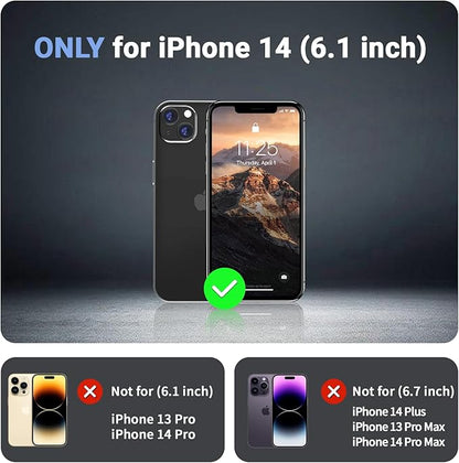 for iPhone 14 case, with [Compatible with MagSafe][Military Grade Drop Protection][Heavy Duty Protection][Non-Slip][Shockproof] with 2-Layer Durable Bumper Phone Case 6.1''-Black