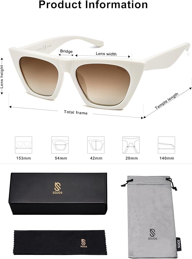 SOJOS Trendy Oversized Square Cateye Polarized Sunglasses Womens Big Frame Shades SJ2115