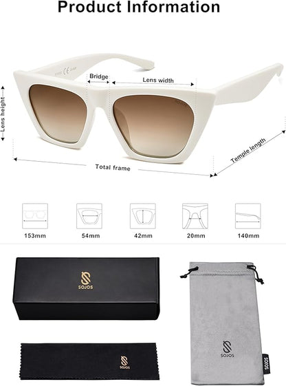 SOJOS Trendy Oversized Square Cateye Polarized Sunglasses Womens Big Frame Shades SJ2115