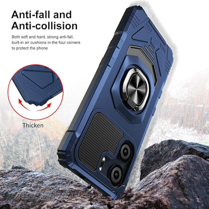 for BLU View 5 B160V / BLU F5 5G Case with 1 Pack Screen Protector,Dual Layer Hybrid Heavy Duty Defender Protection,Sleek Rugged Reinforced Cushion Corner Kickstand Shockproof Bumper Cover Blue