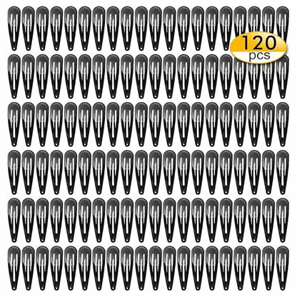 120 Pack Black Hair Clips | Non-Slip Snap Clips for Women & Girls | Durable Hairpins for Thick Hair, Updos, Braids & Buns | Secure Hold, Snag-Free Design