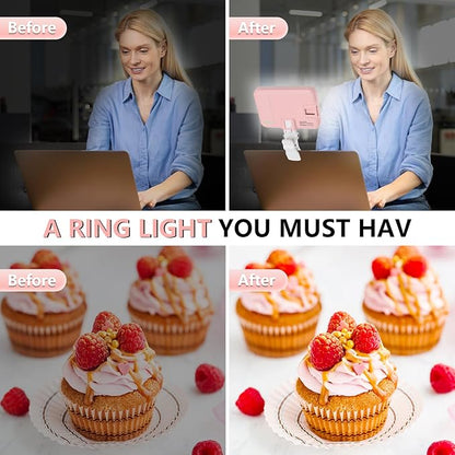 Selfie Light - BANSINE LED Phone Light USB-Rechargeable - Portable Photo Light with 97+ CRI, Up to 6500K Color Temperature Camera Light for Selfie, Zoom Conference, Video, Makeup and Live Stream