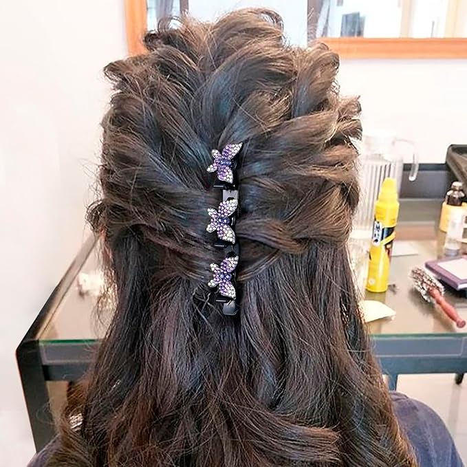6 Pcs Sparkling Crystal Stone Braided Hair Clips, Rhinestone Duckbill Clips, Braided Hair Accessories for Styling Sectioning, Braided Hair Clips for Women