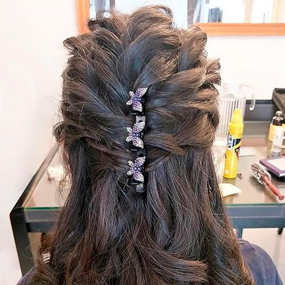 6 Pcs Sparkling Crystal Stone Braided Hair Clips, Rhinestone Duckbill Clips, Braided Hair Accessories for Styling Sectioning, Braided Hair Clips for Women