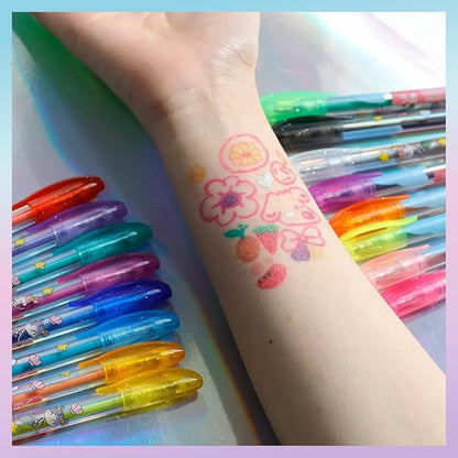Townley Girl Mermaid 16 Piece Glitter Pen Body Art Set, Glittery and Bright Colors, Ages 3
