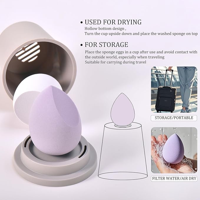 Purple 10Pcs Makeup Brushes, Wooden Makeup Brush set And Sponges And Water Filter Cup，Soft Make up Brush For Women/Girls, For Powder Foundation Eye Shadow Concealer, Etc., (Purple 13Pcs)