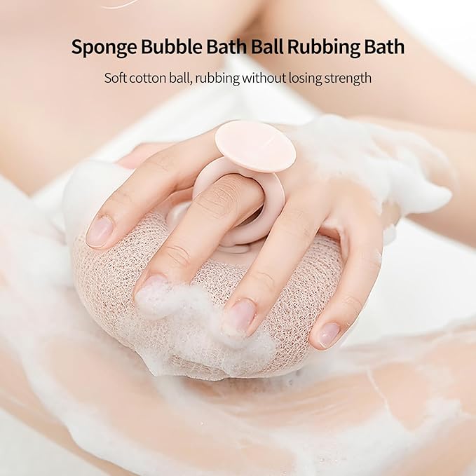 2-in-1 Sunflower Shower Sponge with Suction Cup | Exfoliating Bath Sponge for Soft Skin | Hypoallergenic & Eco-Friendly Body Scrubber for Spa-Like Luxury (Purple Meat Powder)