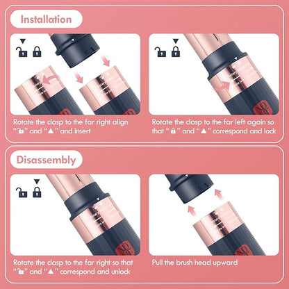 6 in 1 Air Styling Hair Styler, NDLT High Concentration of Negative Ions Hair Dryer, Blow Dryer Brush, Straightening Brush, Curling lron, Round Brush for Fast Drying Curling Straightening & Smoothing