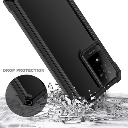Designed for TCL K24/K23/TCL 50 LE Phone Case with Screen Protector, [Raised Corners Drop Protection] Full-Body Protective Shockproof Rugged Bumper Cover (Black)