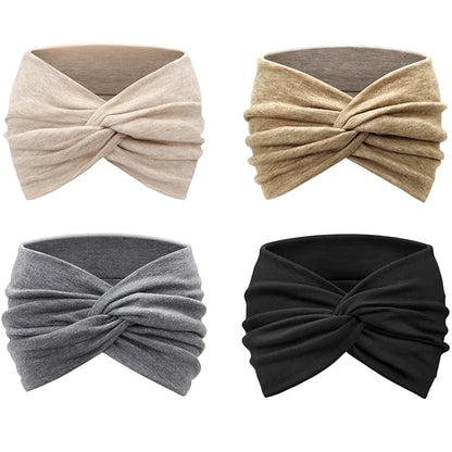 DRESHOW Extra Wide Headbands for Women Cotton Turban Knotted Bandana Head Bands Non Slip Boho Hair Accessories for Sports & Yoga