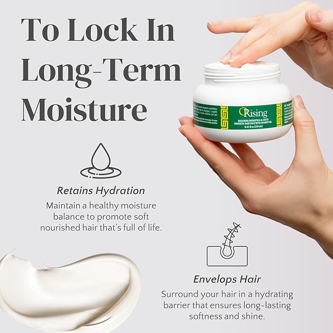 Orising Hydrating Hair Mask for Dry Hair - Made in Italy - Deep Conditioner for Dry Damaged Hair, Virgin Coconut Oil & Oat Conditioning Hair Treatment for Dry Damaged Hair, Hair Moisturizer (8.45 Oz)
