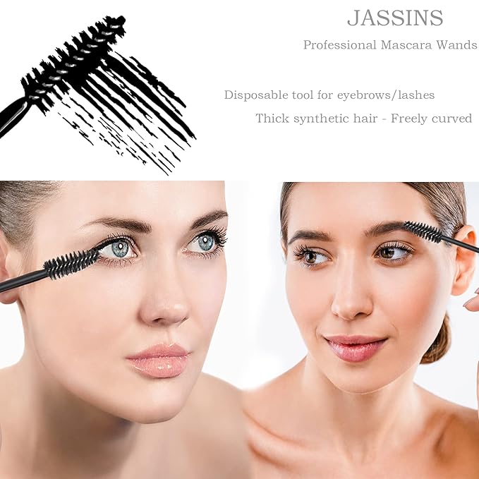 300pcs Disposable Makeup Tool Kit,Brow brush/Mascara brush/Lip Applicators/Eyeshadow applicators/Eye liner brush,JASSINS Makeup Disposable Accessories With Organizer Box