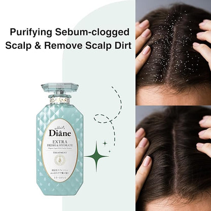 Moist Diane Keratin Hair Treatment for Oily Hair & Dry Ends Men & Women, Organic Hair Conditioner with Argan Oil & Tea Tree Extract, Scalp Clarifying Solution from Japan, FREASH & HYDRATE, 15.2 Fl Oz
