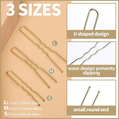 Teenitor Hair Nets Invisible Elastic Edge Mesh and Bobby Pins Set,40 Pieces HairNets, 80 Pieces U Shaped Pins for Ballet Bun,3 Size, Blonde