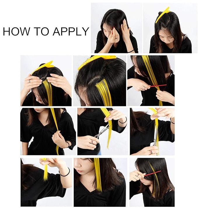 12 PCS Colored Hair Extensions, Multi-colors Hairpieces Party Highlights Clip in Synthetic Hair Extensions 20 Inch for Women and Girls (Red Orange Yellow)