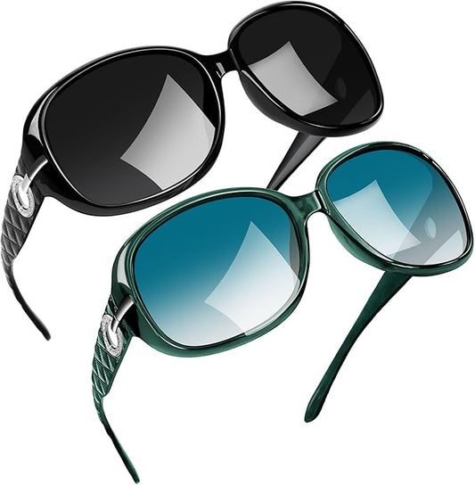 Joopin Big Womens Sunglasses Polarized Trendy Sun Glasses Large Rectangle UV Protection Rhinestone Sunnies