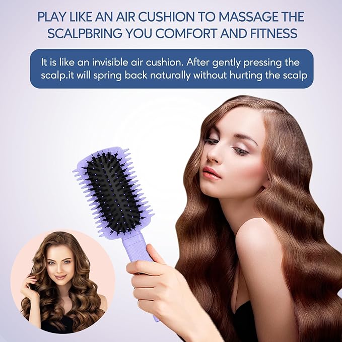 Curly Hair Brush Defining, Volume Curl Defining Brush for Effortlessly Detangling Shaping and Styling Women's Curls, Reduce Pulling (Purple 1PC)