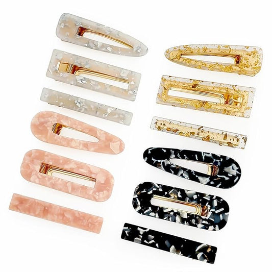 12 Pieces Acrylic Resin Marble Hair Clips Set, Decorative Pearls Hair Barrettes Sweet Decorative Bobby Pins Hairpin Headwear Hair Accessories Headwear for Women and Girls…